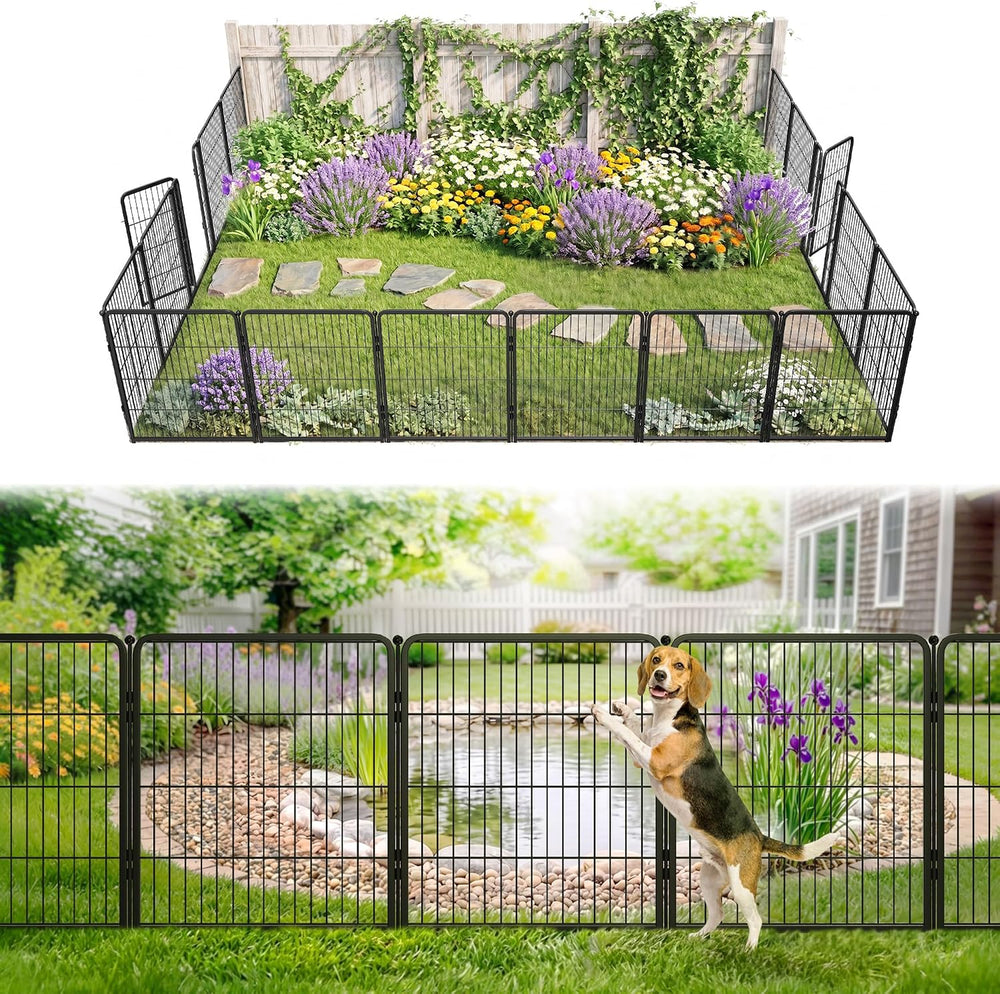 FXW No Dig Garden Fence, Outdoor for Yard, 32in(H) x 36.4ft(L), 16 Panels