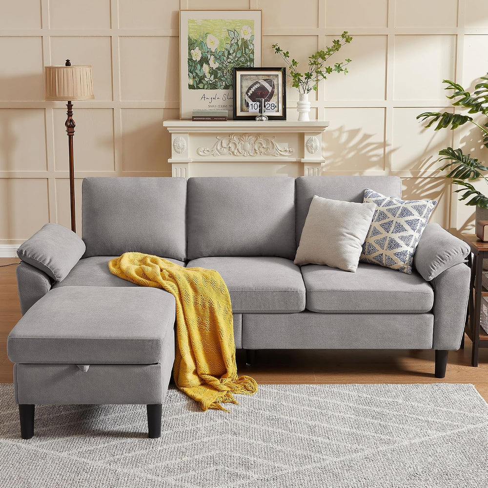 80" Convertible Sectional Sofa, Small L Shaped 3 Seat Couch with Reversi...