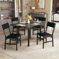HUAHUU Dining Table Set for 4, Extendable Kitchen Table Cushion Chairs Set of 4, Rectangle Dining Table with Metal Frame & MDF Board, Folding for Small Apartment Saving Space, Gray
