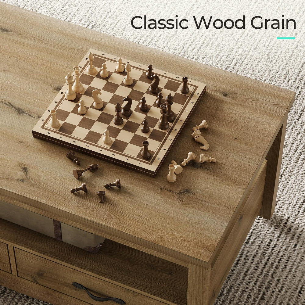 LINSY HOME Farmhouse Coffee Table with Storage, Wood Coffee Table for Living ...