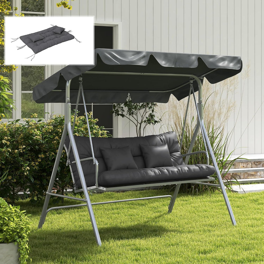 Outsunny 59" Tufted Bench Cushions & Throw Pillows 4 Piece Charcoal ...