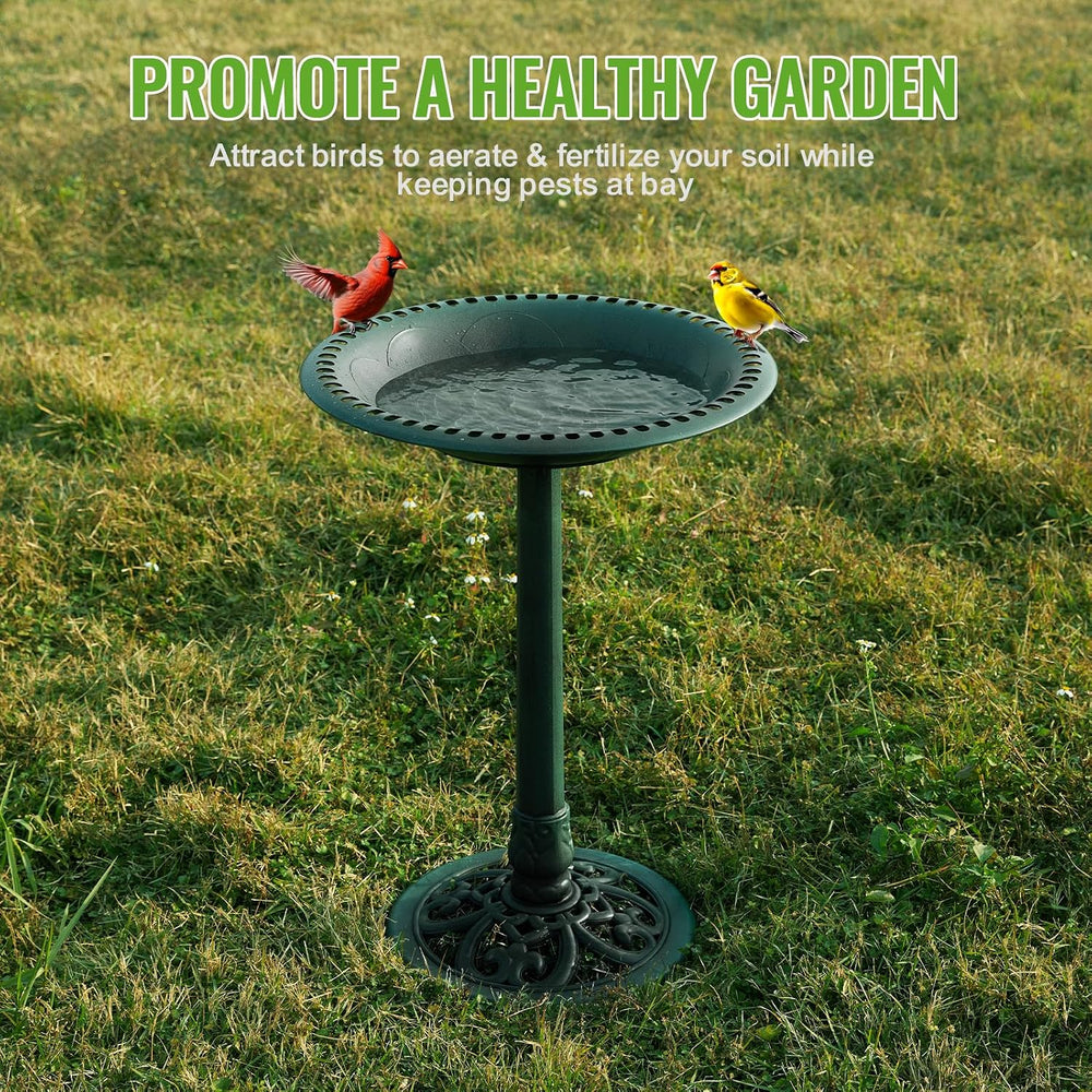 Backyard Expressions Outdoor Garden Bird Bath - Green - Weather Resistant Pol...