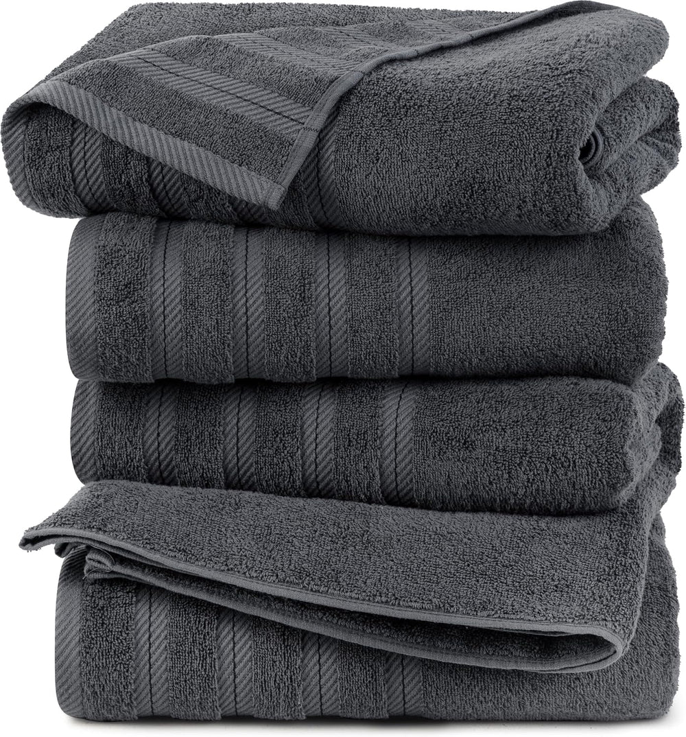 Utopia Towels 4 Pack XL Bath Towels, 30x60 in, Cotton, Grey