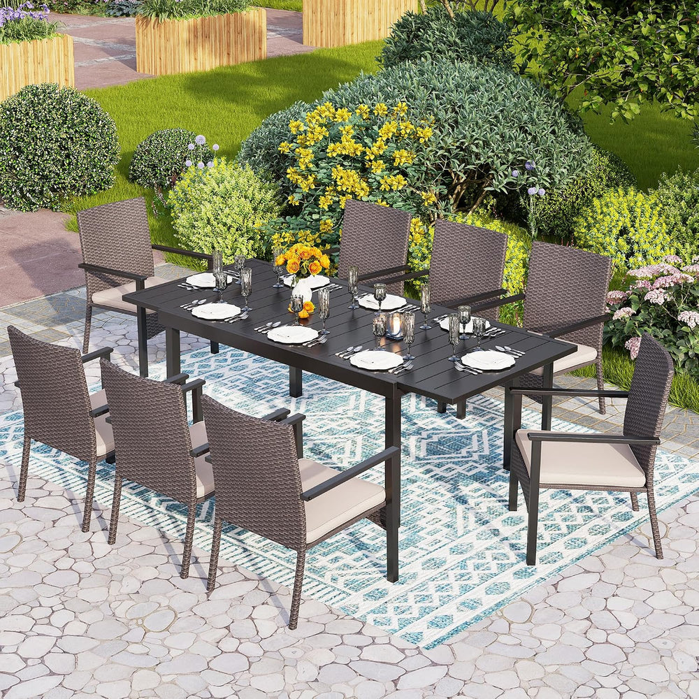 PHI VILLA Wicker Patio Dining Chairs Set of 4 with Removable Cushions