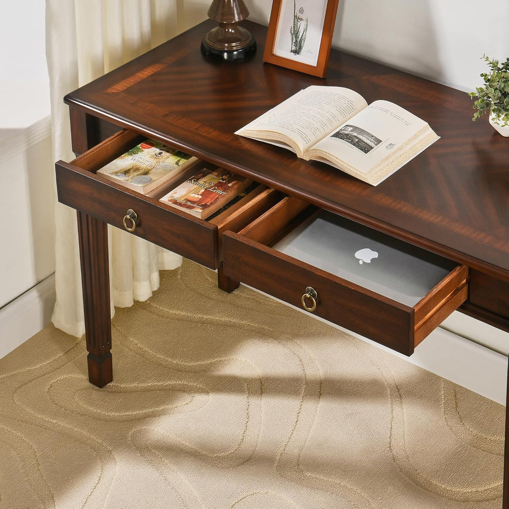 Computer Writing Desk with 2 Storage Drawers, 46"W French Provincial Cor...