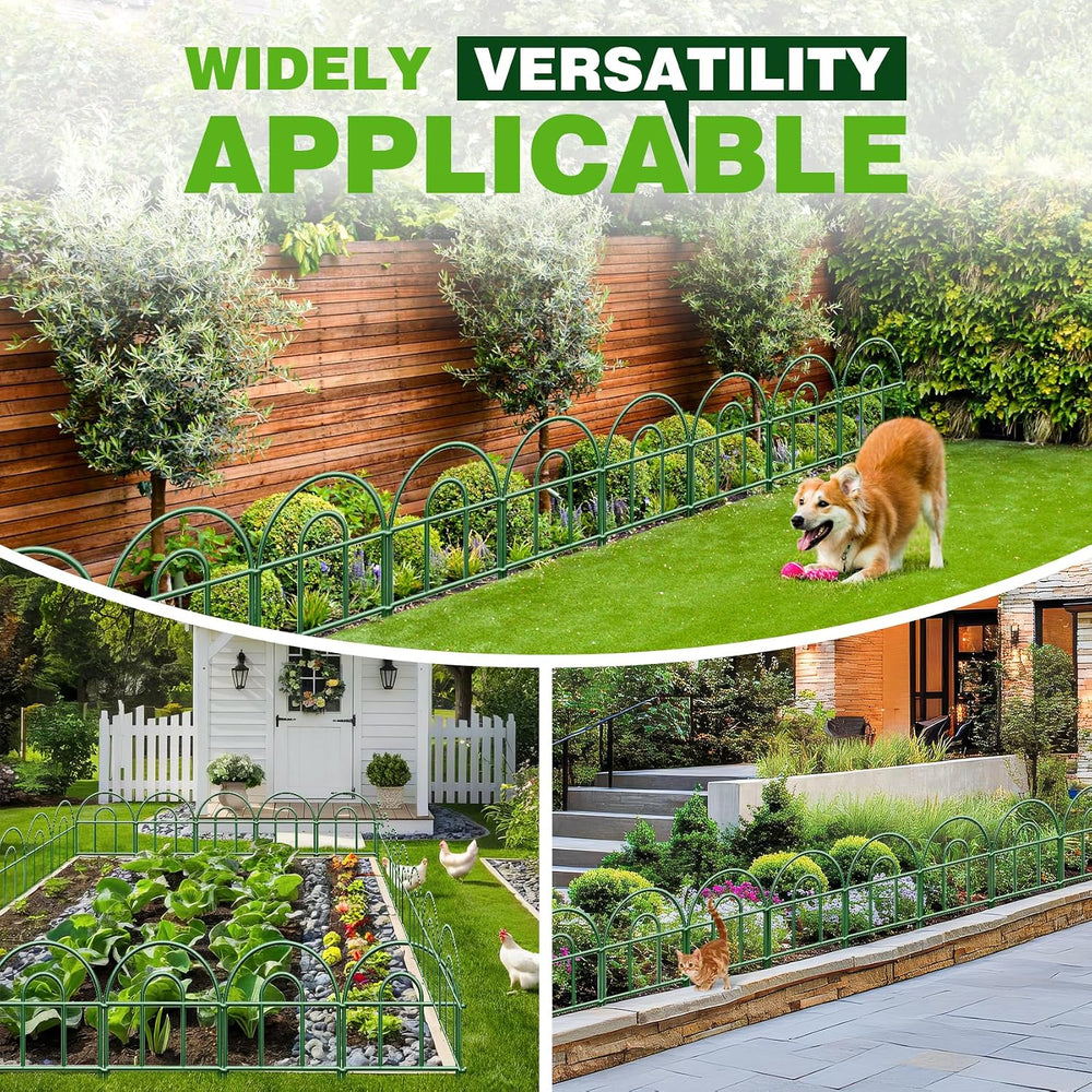 Decorative Garden Fence 32.5ft x 17in - 30 Pack Rustproof Metal No Dig Fence ...