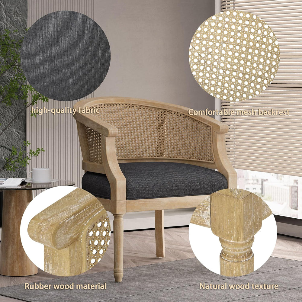 Mid Century Accent Chair, Armchair with Curved Backrest and Upholstered, Read...