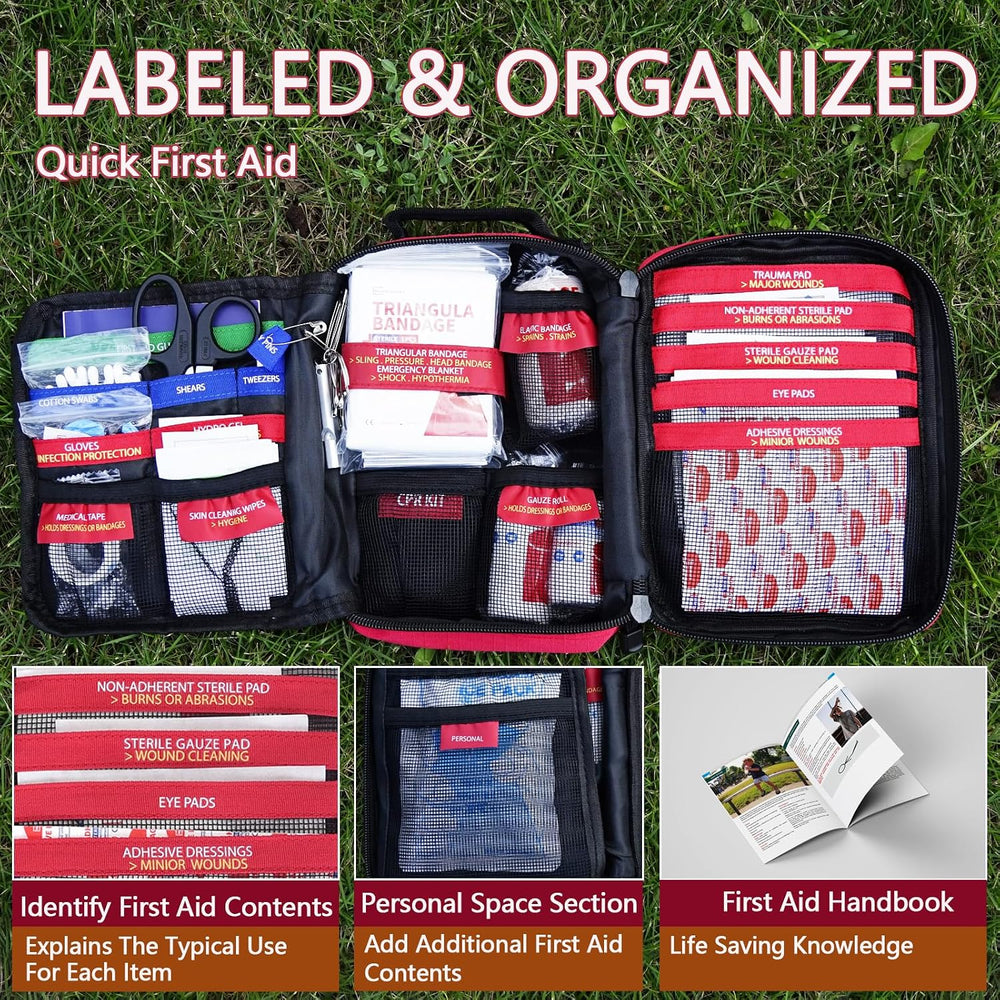 First Aid Kit, Professional Trauma First Aid Kit with Labelled Compartments M...