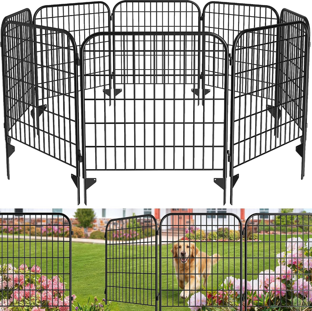AMAGABELI 6 Panels 32 in(H) X 15 ft(L) Decorative Garden Fence Gate,No Dig Do...
