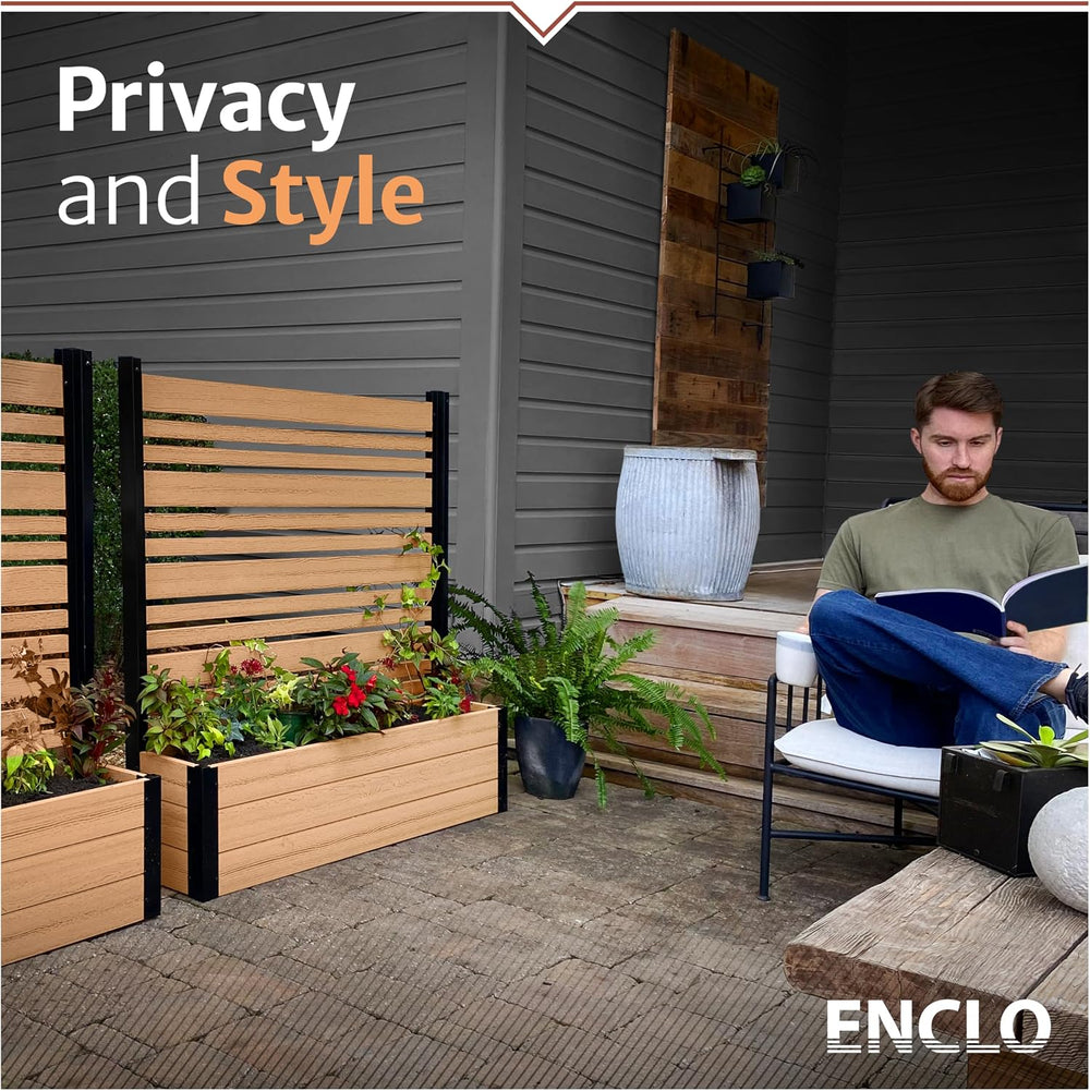 Enclo 4ftH Florence Privacy Screen w/Planter Box, Freestanding Cedar Vinyl