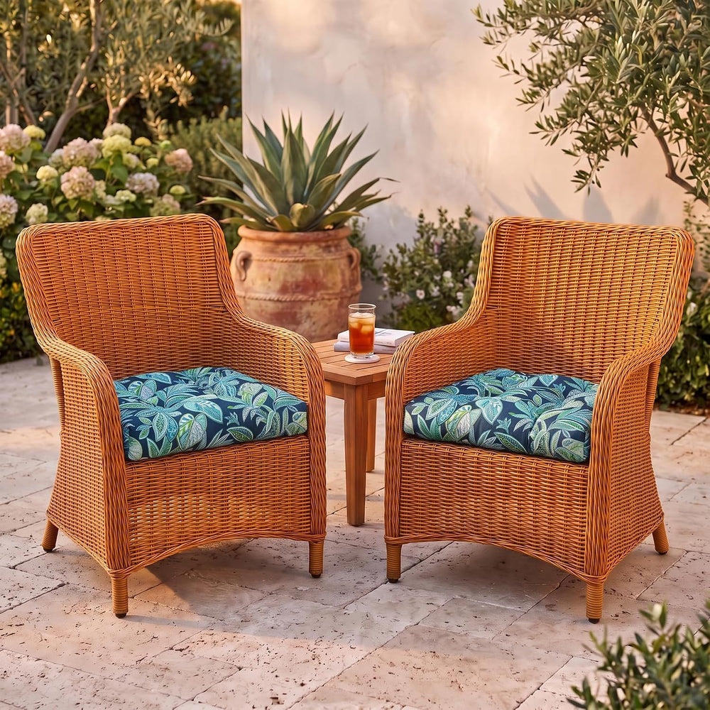 RSH DECOR Tufted U-Shape Wicker Set of 2, 22” x 22,” Outdoor Chair Cushions f...