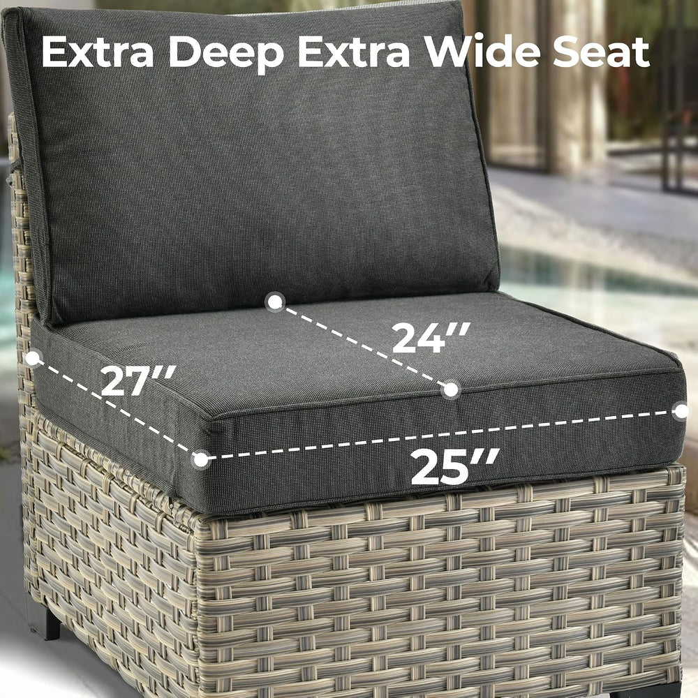 HOOOWOOO Outdoor Sectional Patio Furniture Set with Fire Pit Table,15 Pieces ...