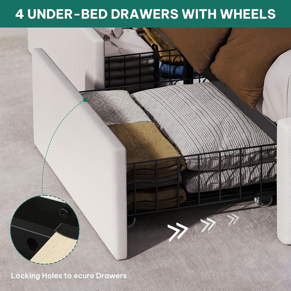 YITAHOME King Size Bed Frame with 4 Storage Drawers and RGB LED Lights