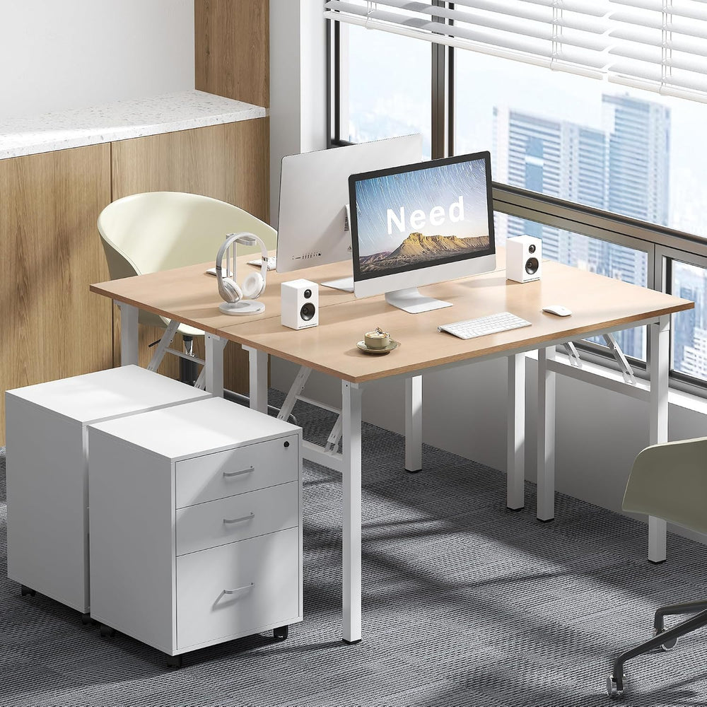 Need Office Computer Desk 39.3 Inch Sturdy Folding Laptop Table Pink Oak