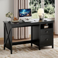 BHG 47.2" Farmhouse Desk with Drawers,Computer Desk for Home Office,Black
