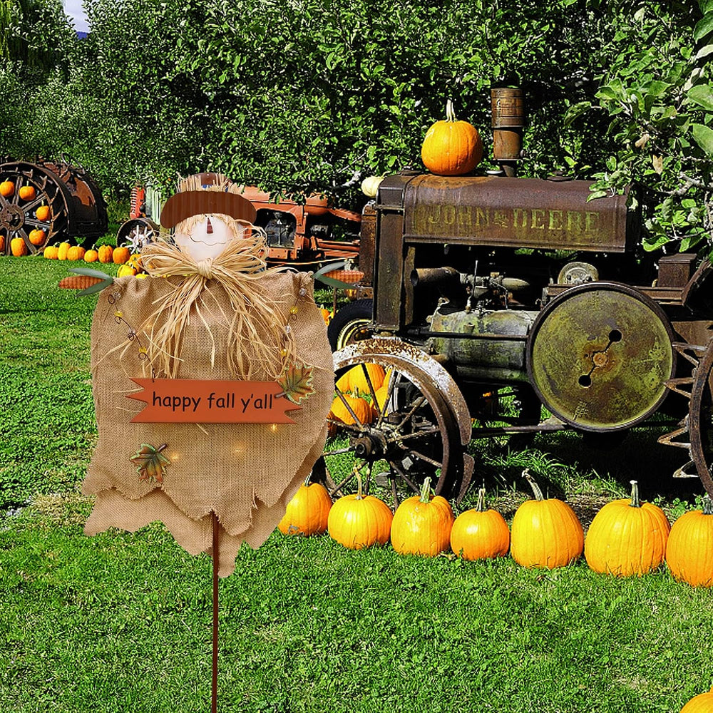 Metal Garden Stake Hanging Scarecrow Fall Decor Decorative Autumn Yard Sign