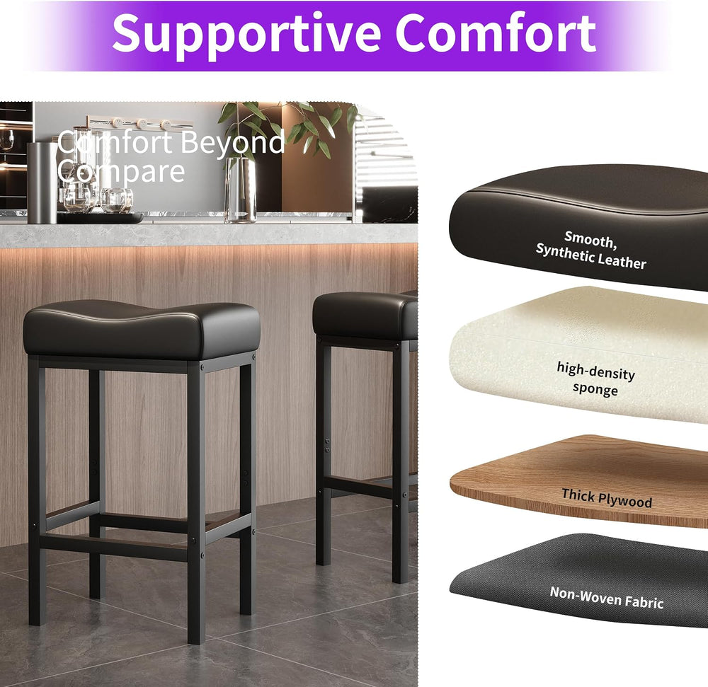 Monhey 24 Inch Bar Stools Set of 2 - Counter Height Bar Stools with Soft Leat...
