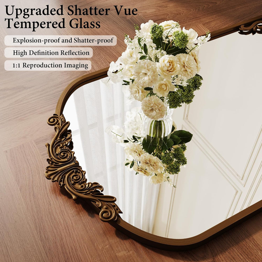 Koonmi Vintage Wall Mirror, 30“x22” Arched Antique Mirror