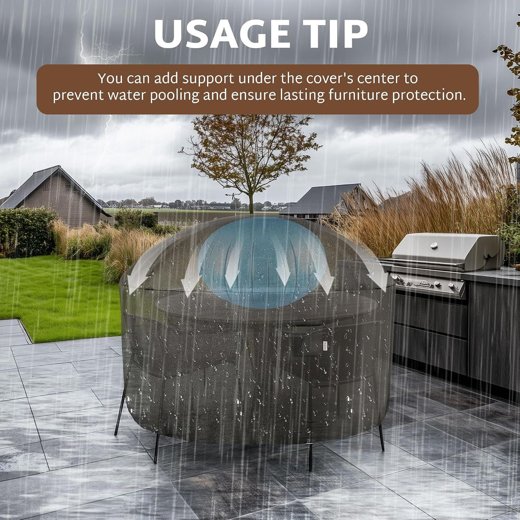 iBirdie Outdoor Round Table Cover 62 x 34 inch, 5 ft, Waterproof, 600D