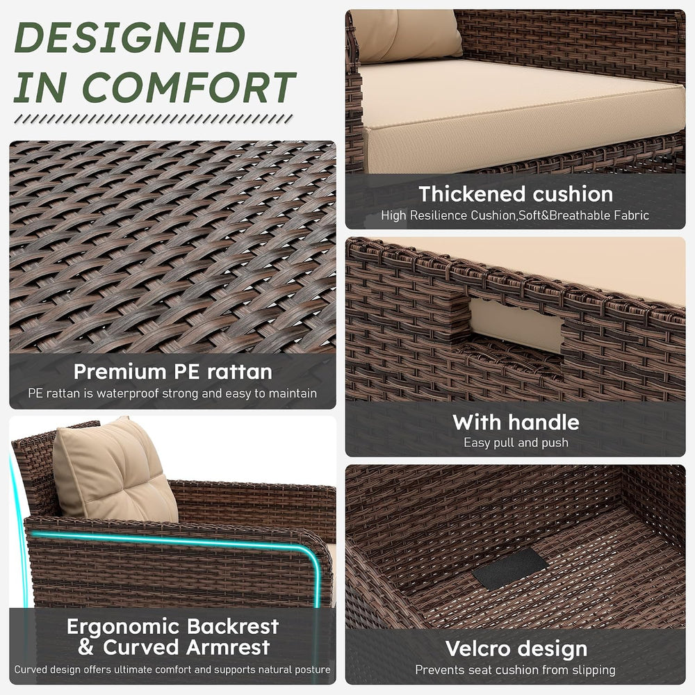 LHBcraft 5 Piece Patio Furniture Set, PE Wicker Outdoor Furniture Set with So...