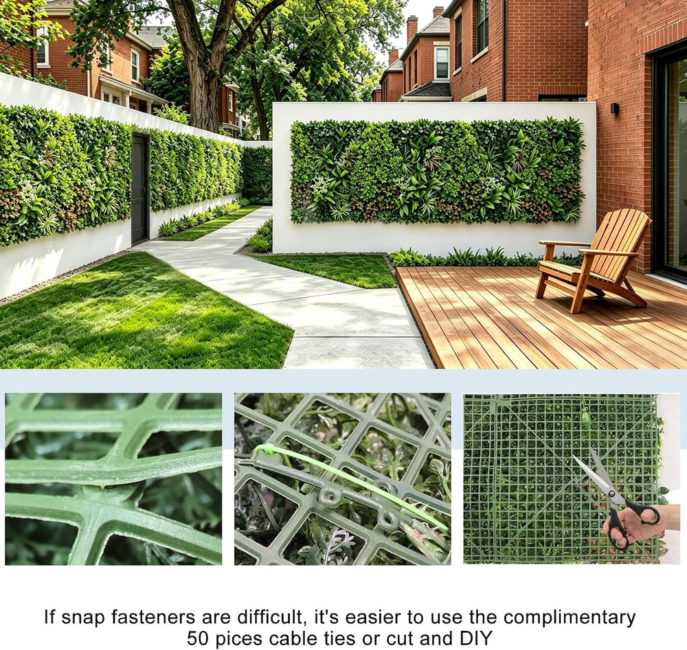 Artificial Ivy Privacy Fence 40"×120" Grass Wall Faux Greenery Back...