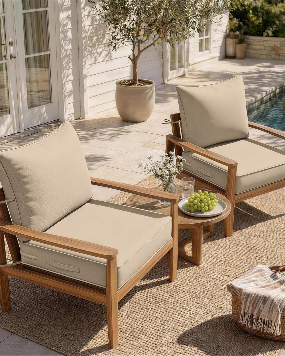 Outdoor Chair Cushion Set of 2, 22x22x4 Waterproof Fade Resistant