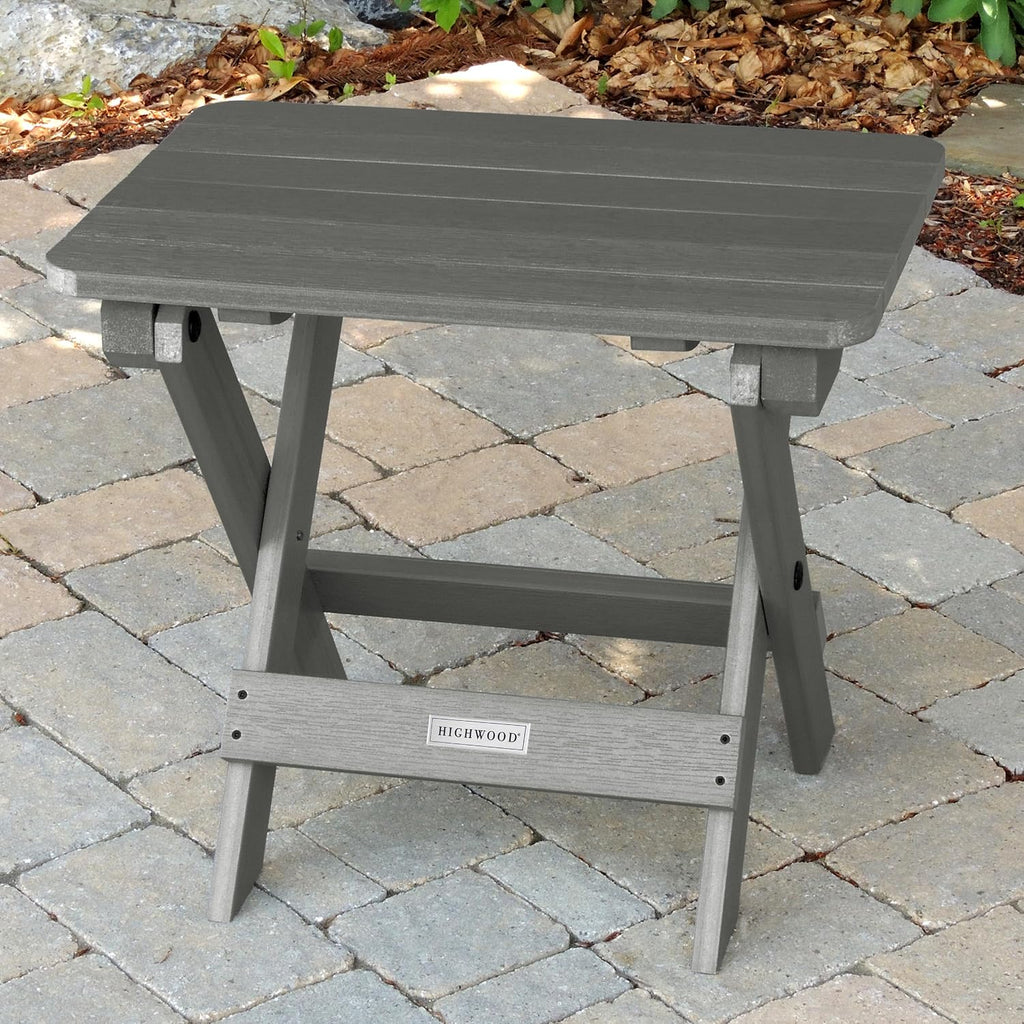 highwood folding adirondack side table, coastal teak, close-up detail