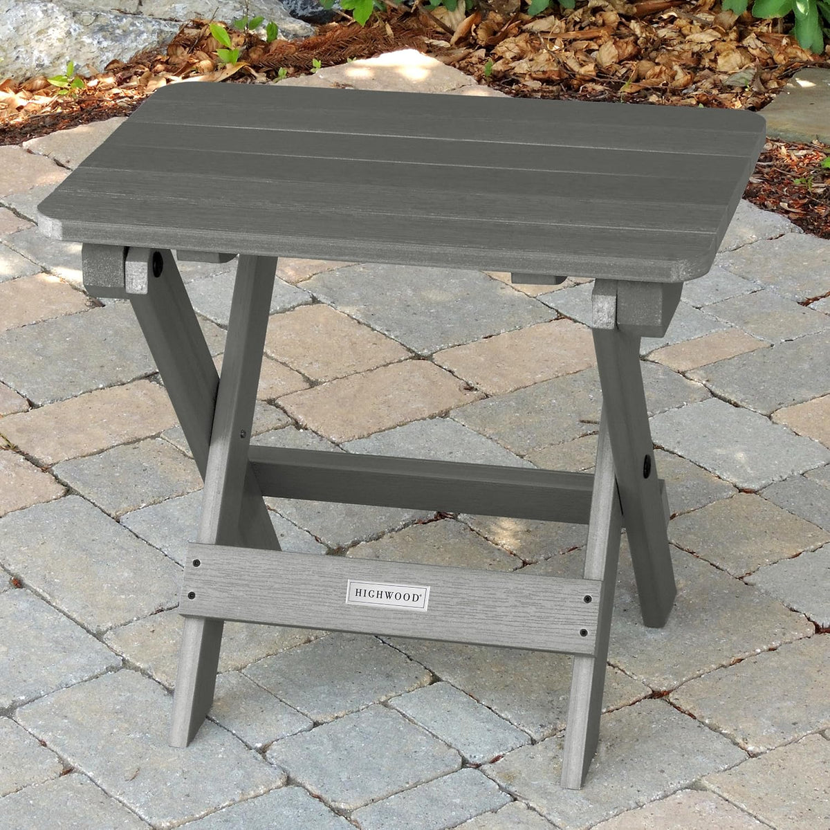 highwood folding adirondack side table, coastal teak, close-up detail