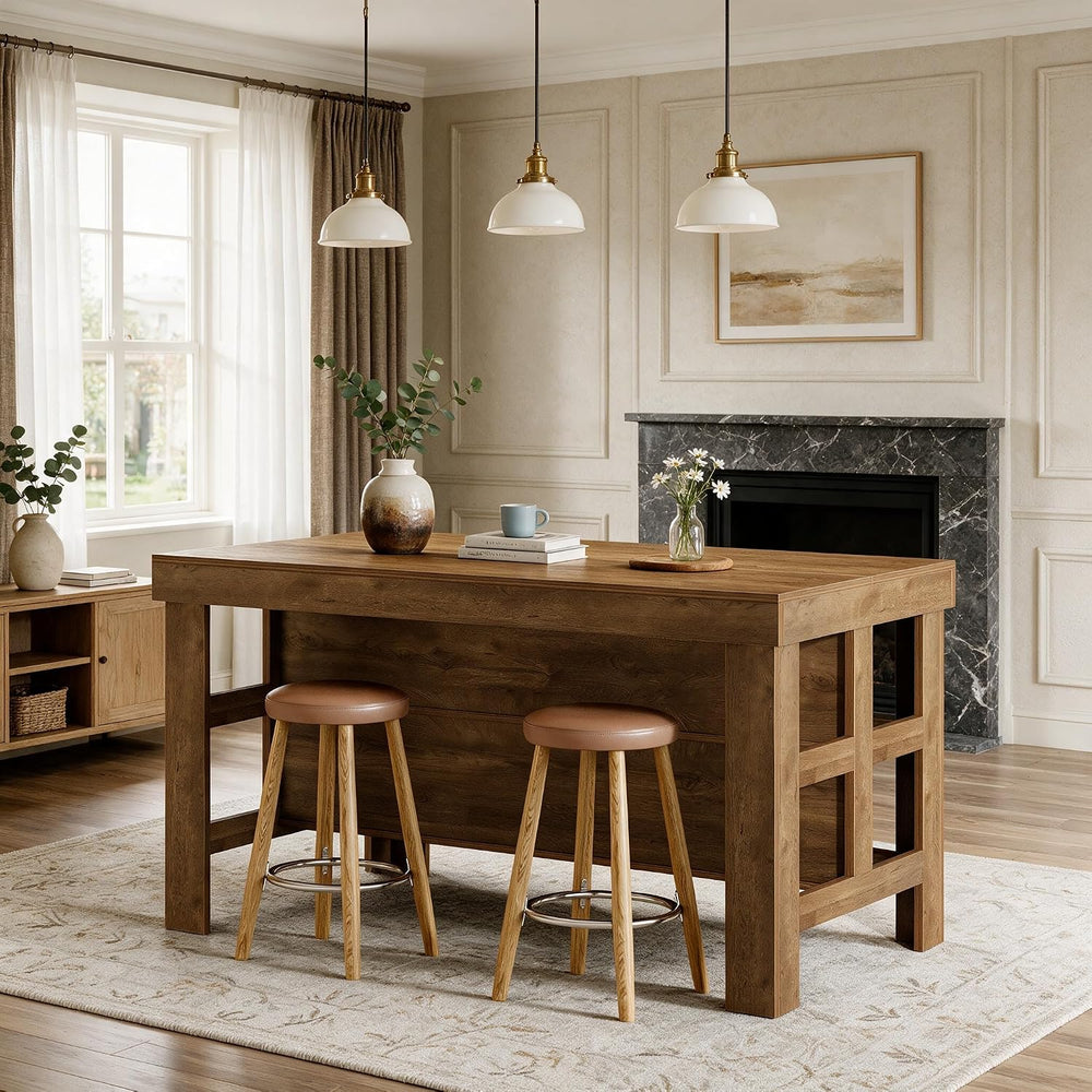 Tribesigns Kitchen Island with Storage Shelves (Vintage Brown)