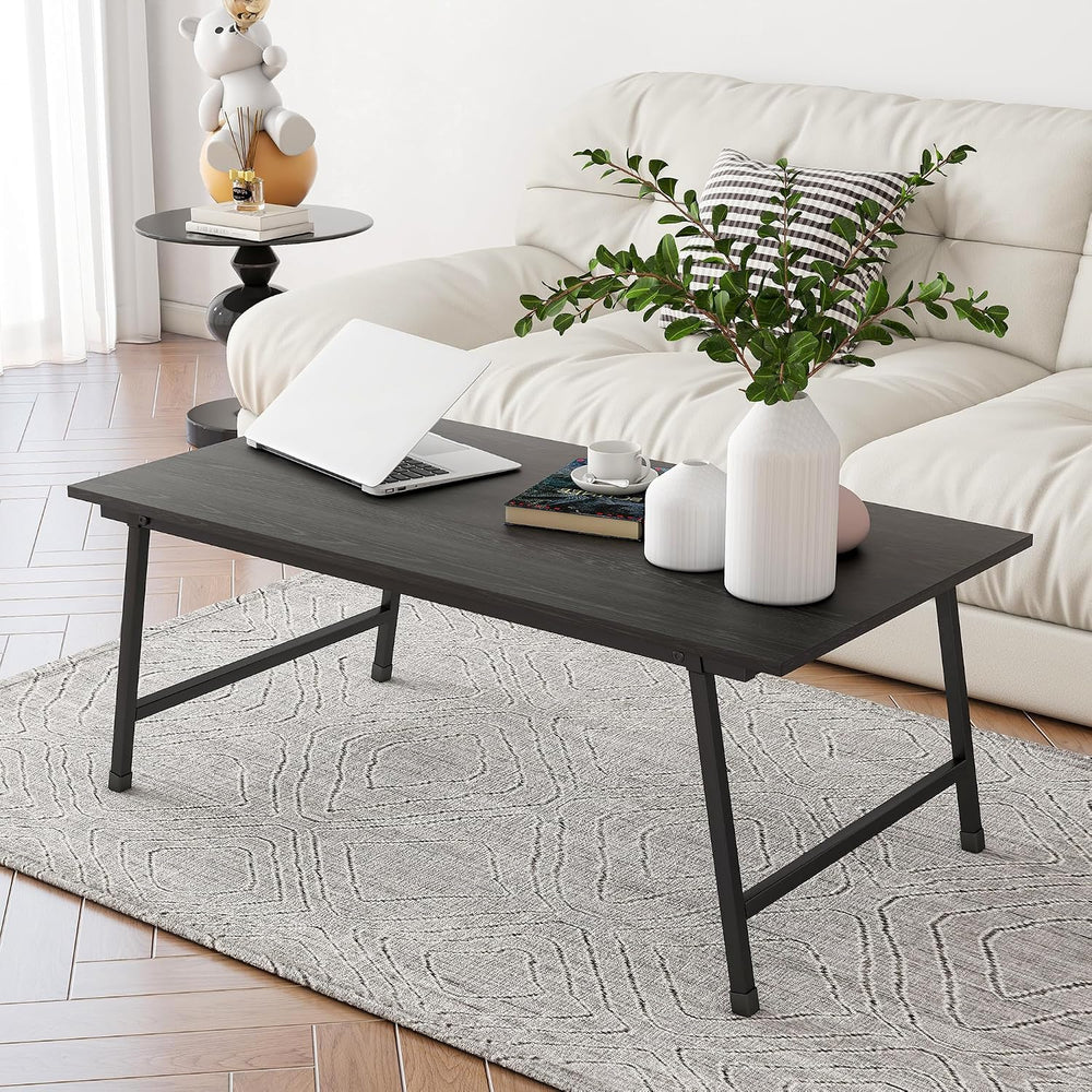 Low Coffee Table Foldable,Simple Modern Rectangular Center Table,Black Sand