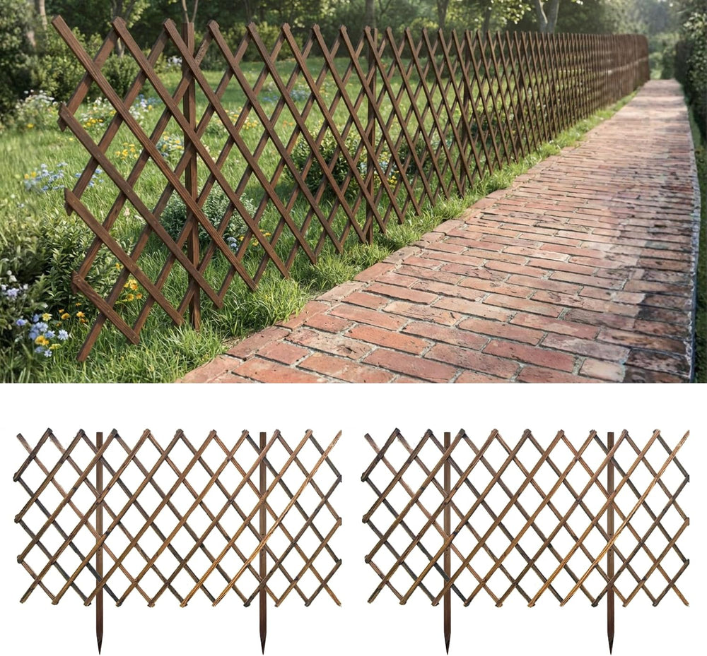 ShopLaLa Wooden Garden Fence (2 Pack, 12ft Total) Decorative Lattice Panels