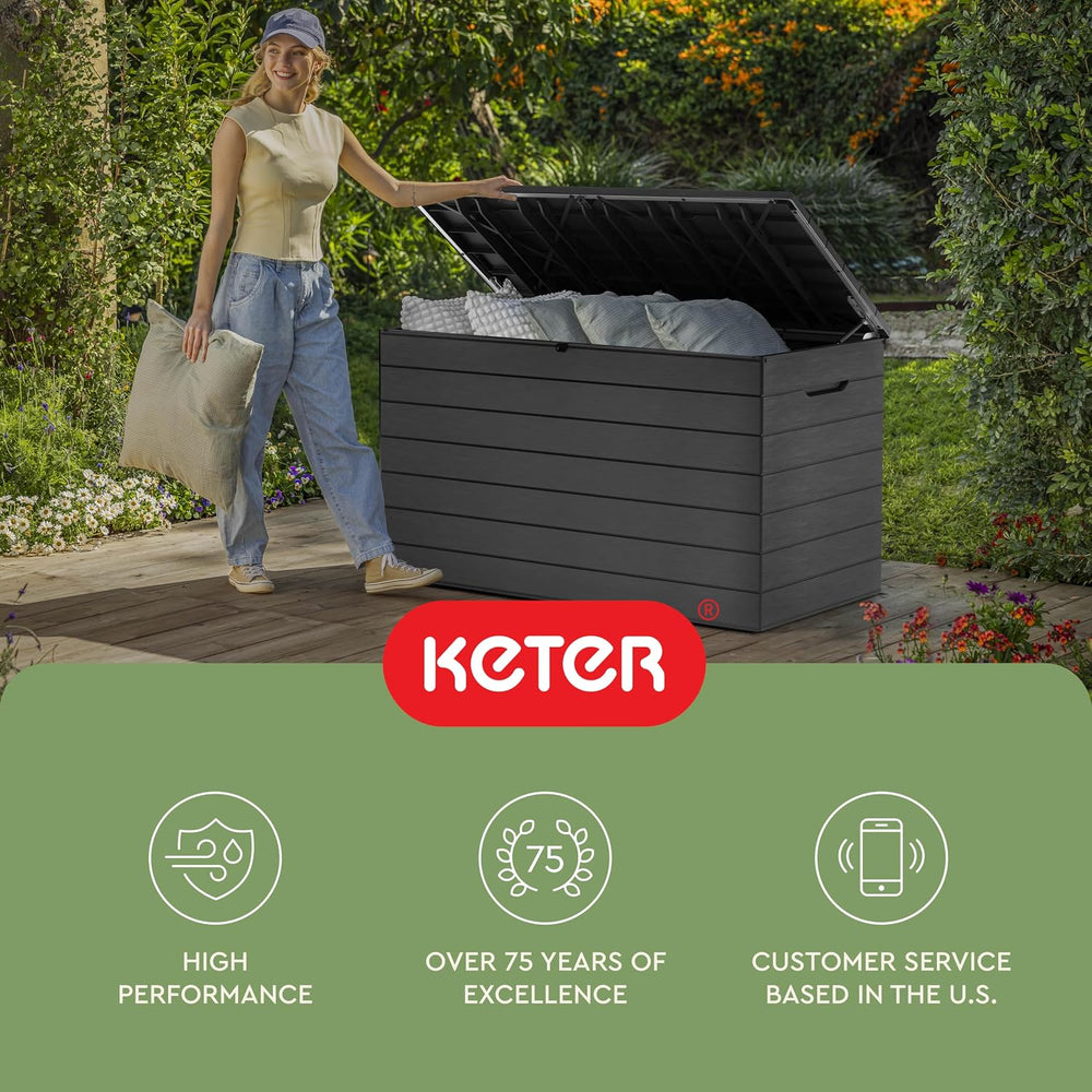 Keter Astoria 150 Gal Outdoor Storage Box for Patio and Pool Accessories