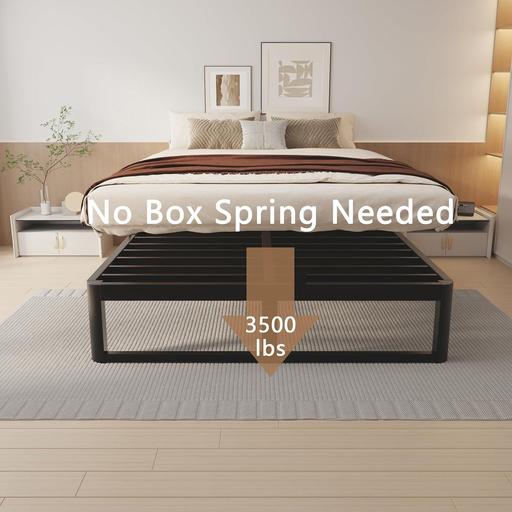 VYM 12 Inch Full Bed Frame, Heavy Duty Steel, No Box Spring, Black