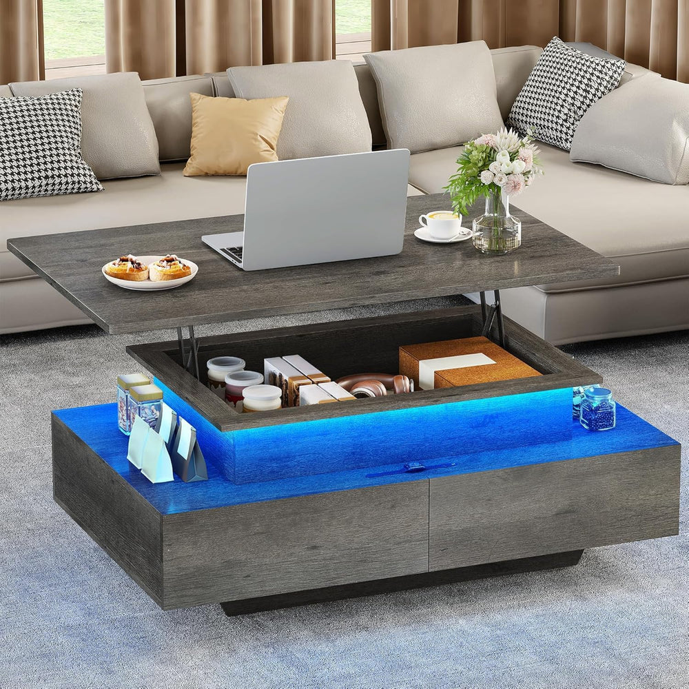 YITAHOME Lift Top LED Coffee Tables for Living Room, Grey