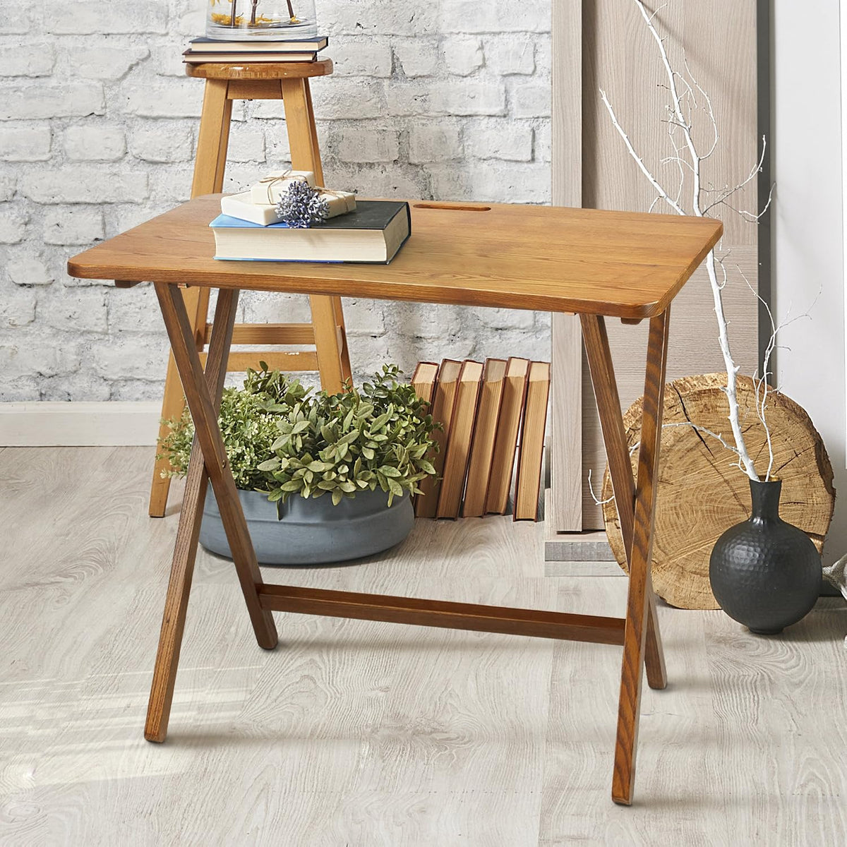 Presto Products Company American Trails Arizona Folding Table with Solid Red Oak,Warm Brown