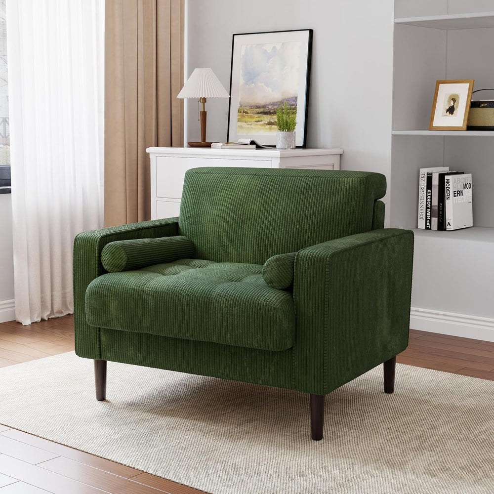 34.5" Arm Chair, Modern Corduroy Accent Chair, Green
