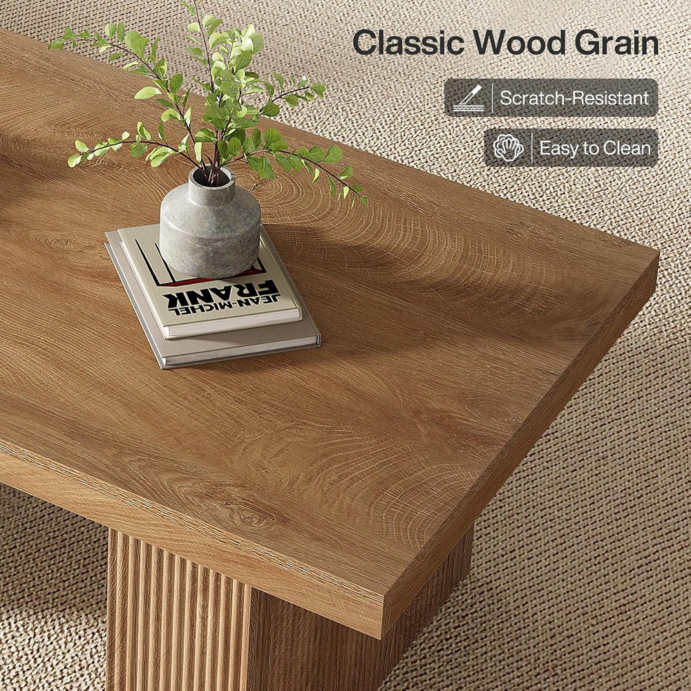 Tribesigns Farmhouse Coffee Table, 47.24 Inch Rectangle Center Table with Lar...