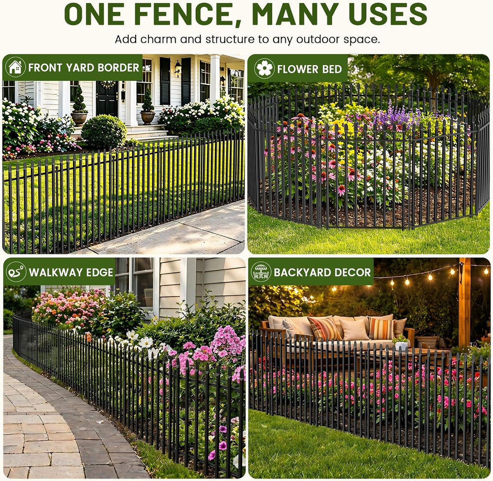 No Dig Decorative Garden Fence, 48in(H)×17.6ft(L), 8 Panels