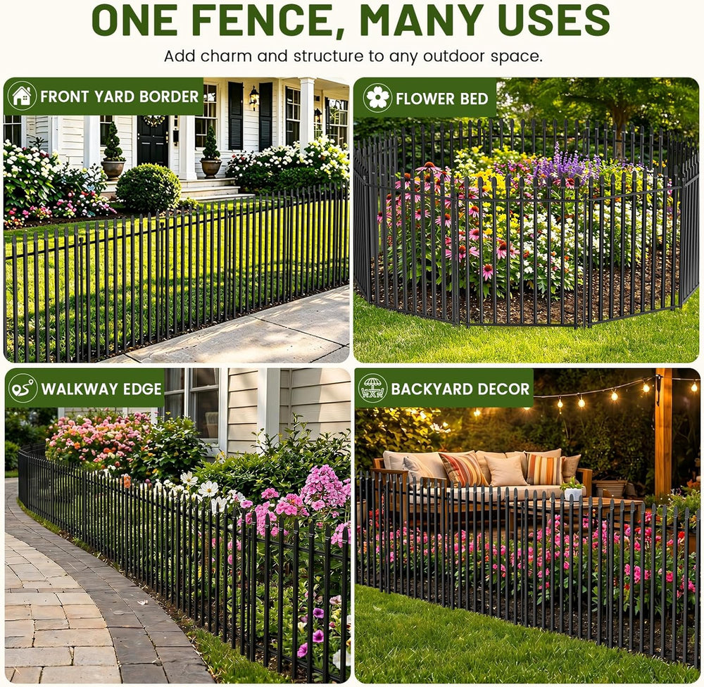 No Dig Decorative Garden Fence, 32in(H)×11ft(L), 5 Panels