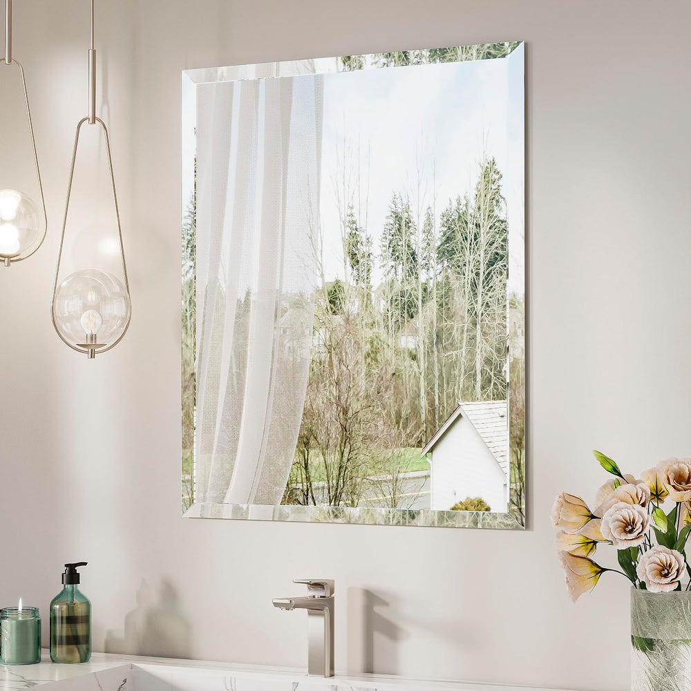 Keonjinn 22 x 30 Inch Frameless Bathroom Mirror for Over Sink, Shatterproof