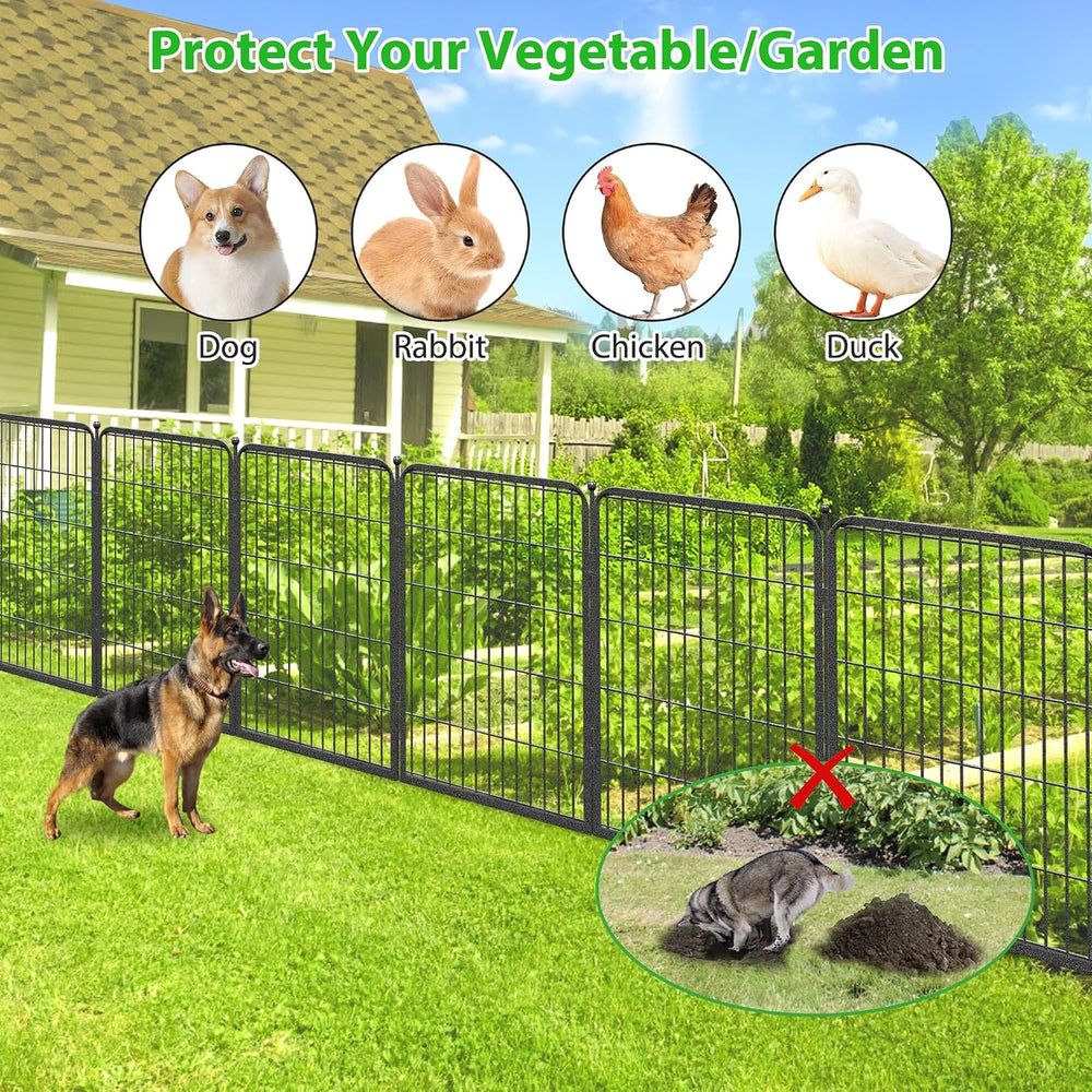 Decorative Black Metal Fencing Garden Fence with Gate, 46ft(L) 32in(H) 20 Fen...