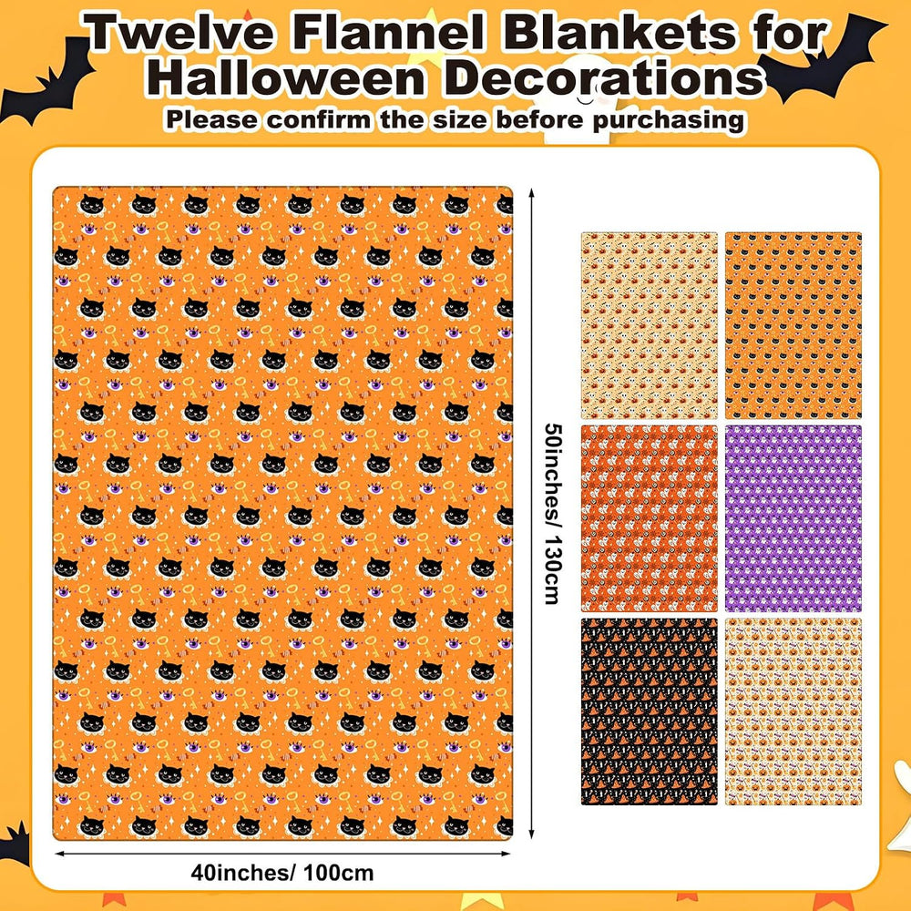Fanfanwin 6 Pack Halloween Throw Blanket Flannel Blanket 40 x 50 Inch