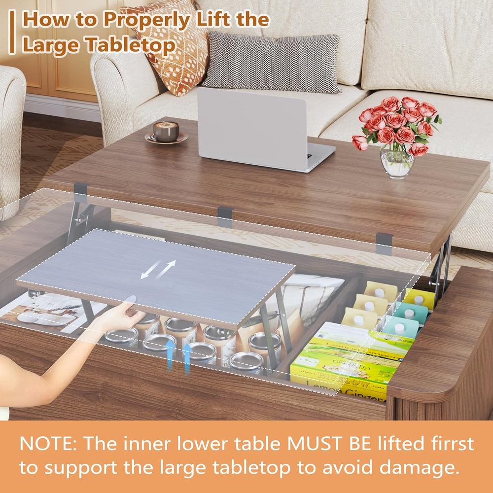HUAHUU Lift Top Coffee Table with Storage, 40" Square Coffee Table with ...