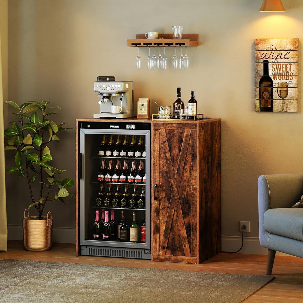 Herture Mini Fridge Cabinet with Storage,Home Bar Wine Cabinet