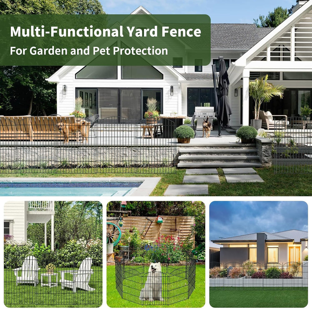 10‑Panel No‑Dig Metal Garden Fence 40"H x 23.6'L Dog Fence Outdoor f...