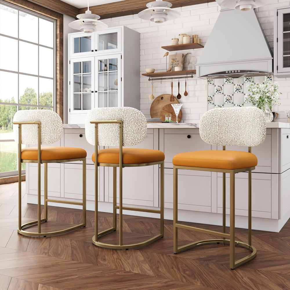ALPHA HOME Bar Stools Set of 3, Counter Height Barstools with Back, 24 Inch
