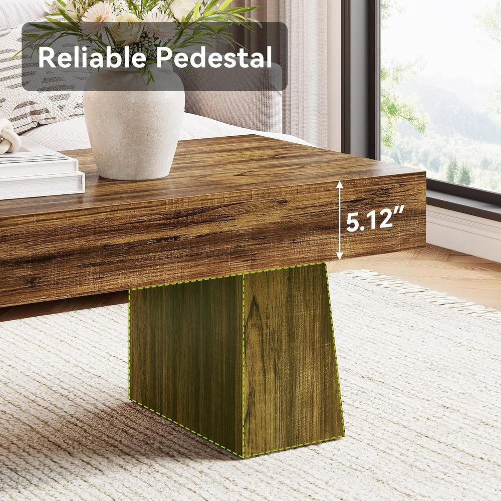 LITTLE TREE Farmhouse Coffee Table, 47 Inches Living Room Table, Rectangular ...