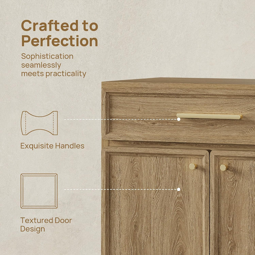 SICOTAS Buffet Cabinet with Storage Tall Modern Accent Storage Cabinet with D...