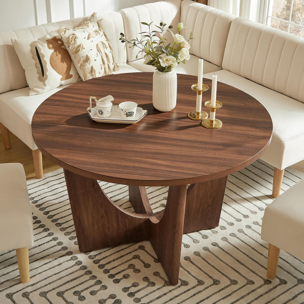 Brelice Breakfast Nook Table Set, Farmhouse 5-Piece Round Dining Table Set wi...