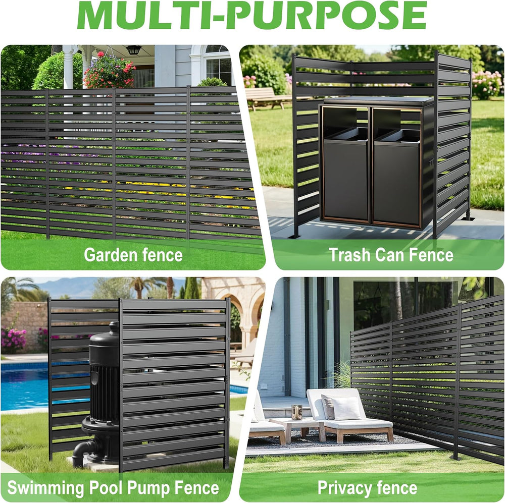 Metal Privacy Screen Outdoor, 1-Panel No-Dig Privacy Fence 38 in W x 48 in H ...
